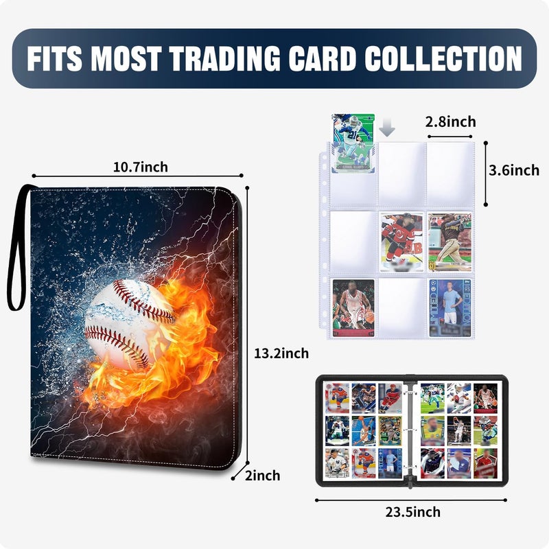 HESPLUS 9-Pocket Baseball Card Binder - Holds 900 Cards with 50 Removable Sleeves | Sports & Trading Card Album for Collectibles - Image 2